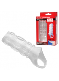 Насадка на пенис с кольцом для мошонки Clear Sensations Enhancer Sex Sleeve - 11,5 см. - XR Brands - в Балашихе купить с доставкой