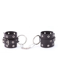 Черные кожаные наручники с люверсами - Crazy Handmade - купить с доставкой в Балашихе