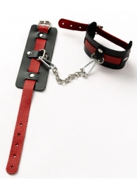 Черные оковы с красным декором и заклепками - Crazy Handmade - купить с доставкой в Балашихе