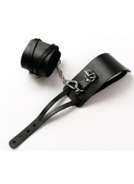 Черные кожаные оковы с креплением в виде веревочек - Crazy Handmade - купить с доставкой в Балашихе