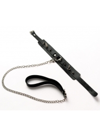 Черный ошейник с шипами и поводком - Crazy Handmade - купить с доставкой в Балашихе