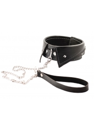 Черный ошейник-воротничок с металлическим поводком - Crazy Handmade - купить с доставкой в Балашихе
