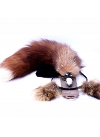 Игровой комплект: серебристая анальная пробка с пушистым хвостом и ободок-ушки - Crazy Handmade - купить с доставкой в Балашихе