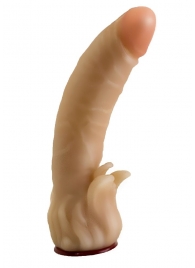 Телесная гелевая насадка-фаллос с клиторальными лепестками - 18,5 см. - LOVETOY (А-Полимер) - купить с доставкой в Балашихе