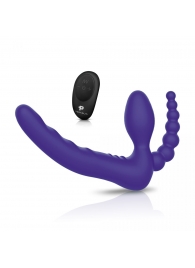 Фиолетовый безремневой страпон с пультом ДУ 7’’ Remote Control Strapless - 24 см. - Pegasus - купить с доставкой в Балашихе