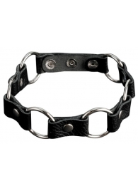 Кожаный черный ошейник с кольцами - Sitabella - купить с доставкой в Балашихе