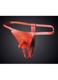 Красные кожаные универсальные трусики со штырьком для насадок - Sitabella - купить с доставкой в Балашихе