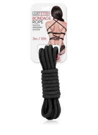 Черная хлопковая веревка для связывания - 3 м. - Lux Fetish - купить с доставкой в Балашихе