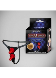 Чёрные кожаные трусики с двумя штырьками для насадок - Sitabella - купить с доставкой в Балашихе