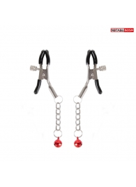 Серебристые зажимы на соски с шариками на цепочках - Notabu - купить с доставкой в Балашихе