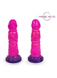 Розовый рельефный фантазийный фаллоимитатор - 20 см. - Bior toys - купить с доставкой в Балашихе