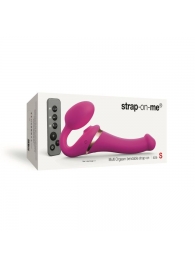 Ярко-розовый безремневой страпон Multi Orgasm Size S с клиторальной стимуляцией - Strap-on-me - купить с доставкой в Балашихе