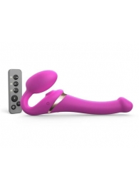 Ярко-розовый безремневой страпон Multi Orgasm Size S с клиторальной стимуляцией - Strap-on-me - купить с доставкой в Балашихе
