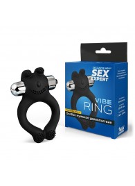 Черное силиконовое эрекционное виброкольцо Sex Expert - Sex Expert - в Балашихе купить с доставкой