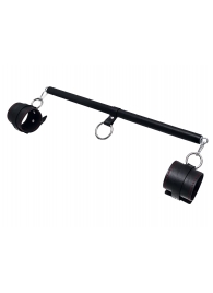 Черная распорка для ног с кожаными манжетами - Pecado - купить с доставкой в Балашихе