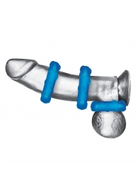Комплект из трех голубых эрекционных колец 3-Pack Ribbed Rider Cock Ring Set - BlueLine - в Балашихе купить с доставкой