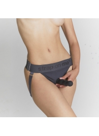 Серые трусики для фиксации насадок Strap-on-me Harness Lingerie Unique - Strap-on-me - купить с доставкой в Балашихе