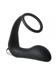 Черное эрекционное кольцо с вибропробкой Vibrating Anal Plug With Cockring - Dream Toys - в Балашихе купить с доставкой