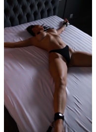 Черный кожаный набор фиксации на кровати Sex Game - БДСМ Арсенал - купить с доставкой в Балашихе