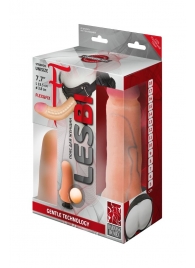 Телесный страпон Harness LESBI с вагинальной пробкой - 16,5 см. - LOVETOY (А-Полимер) - купить с доставкой в Балашихе