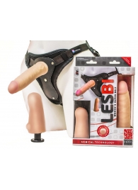 Телесный страпон Harness LESBI с вагинальной пробкой - 16,5 см. - LOVETOY (А-Полимер) - купить с доставкой в Балашихе