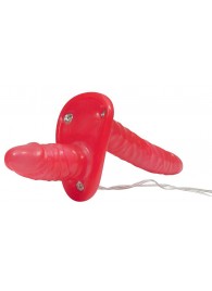 Красный женский страпон с вагинальной пробкой Bad Kitty - 18 см. - Orion - купить с доставкой в Балашихе