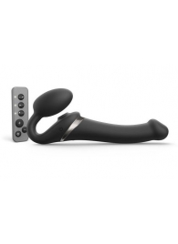 Черный безремневой страпон Multi Orgasm Size M с клиторальной стимуляцией - Strap-on-me - купить с доставкой в Балашихе