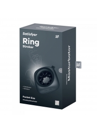 Черный мужской вибромассажер Ring Stroker - Satisfyer - в Балашихе купить с доставкой