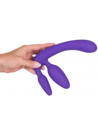 Фиолетовый безремневой страпон с двумя пробками - Orion - купить с доставкой в Балашихе