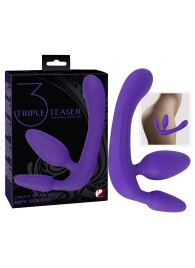 Фиолетовый безремневой страпон с двумя пробками - Orion - купить с доставкой в Балашихе