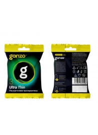 Ультратонкие презервативы Ganzo Ultra thin в мягкой упаковке - 3 шт. - Ganzo - купить с доставкой в Балашихе