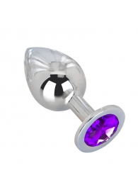 Большой плаг из стали с фиолетовым кристаллом Violet Dream - 9,5 см. - Erotic Fantasy - купить с доставкой в Балашихе