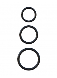 Набор из трех черных эрекционных колец Silicone 3-Ring Stamina Set - Pipedream - в Балашихе купить с доставкой