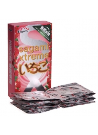 Презервативы Sagami Xtreme Strawberry c ароматом клубники - 10 шт. - Sagami - купить с доставкой в Балашихе