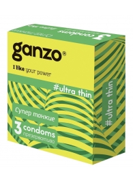Ультратонкие презервативы Ganzo Ultra thin - 3 шт. - Ganzo - купить с доставкой в Балашихе