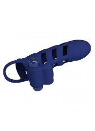 Синяя насадка на пенис Powerful Ring - 18,8 см. - Baile - в Балашихе купить с доставкой