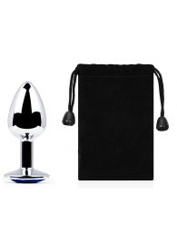 Анальное украшение BUTT PLUG  Small с синим кристаллом - 7 см. - Anal Jewelry Plug - купить с доставкой в Балашихе