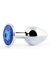 Анальное украшение BUTT PLUG  Small с синим кристаллом - 7 см. - Anal Jewelry Plug - купить с доставкой в Балашихе