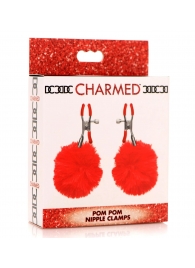 Красные зажимы на соски с помпонами Pom Pom - XR Brands - купить с доставкой в Балашихе
