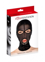 Черная сетчатая маска на голову с отверстиями для глаз и рта - Fetish Tentation - купить с доставкой в Балашихе