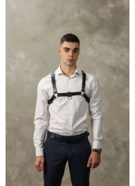 Черная мужская кожаная портупея №4 - БДСМ Арсенал - купить с доставкой в Балашихе