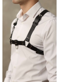 Черная мужская кожаная портупея №4 - БДСМ Арсенал - купить с доставкой в Балашихе