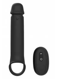 Черная насадка-удлинитель с вибрацией Vibrating Extender With Remote - Dream Toys - в Балашихе купить с доставкой