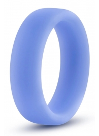 Голубое люминесцентное кольцо Silicone Glo Cock Ring - Blush Novelties - в Балашихе купить с доставкой
