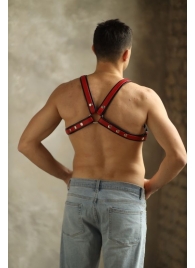 Черно-красная мужская портупея Black-Red - БДСМ Арсенал - купить с доставкой в Балашихе