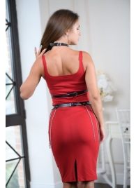 Черно-серебристая портупея-юбка plus size с цепочками - БДСМ Арсенал - купить с доставкой в Балашихе