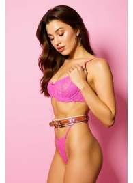 Эффектный розовый пояс из голографической эко-кожи - БДСМ Арсенал - купить с доставкой в Балашихе