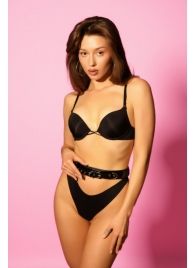 Эффектный черный пояс из лаковой эко-кожи - БДСМ Арсенал - купить с доставкой в Балашихе