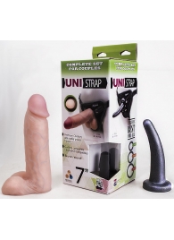 Страпон-унисекс с двумя насадками UNI strap 7  Harness - 19 и 16 см. - LOVETOY (А-Полимер) - купить с доставкой в Балашихе