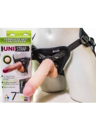Страпон-унисекс с двумя насадками UNI strap 7  Harness - 19 и 16 см. - LOVETOY (А-Полимер) - купить с доставкой в Балашихе